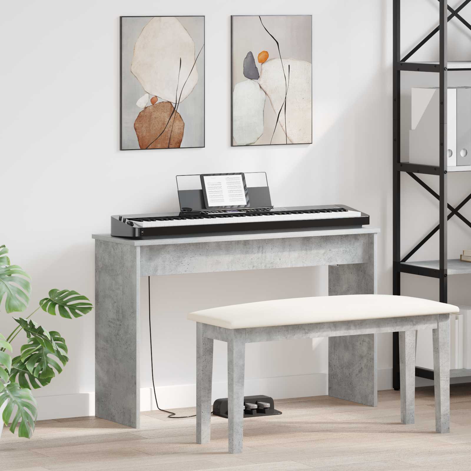 vidaXL Keyboard Stand Concrete Grey 100 x 32 x 64 cm Engineered Wood 1