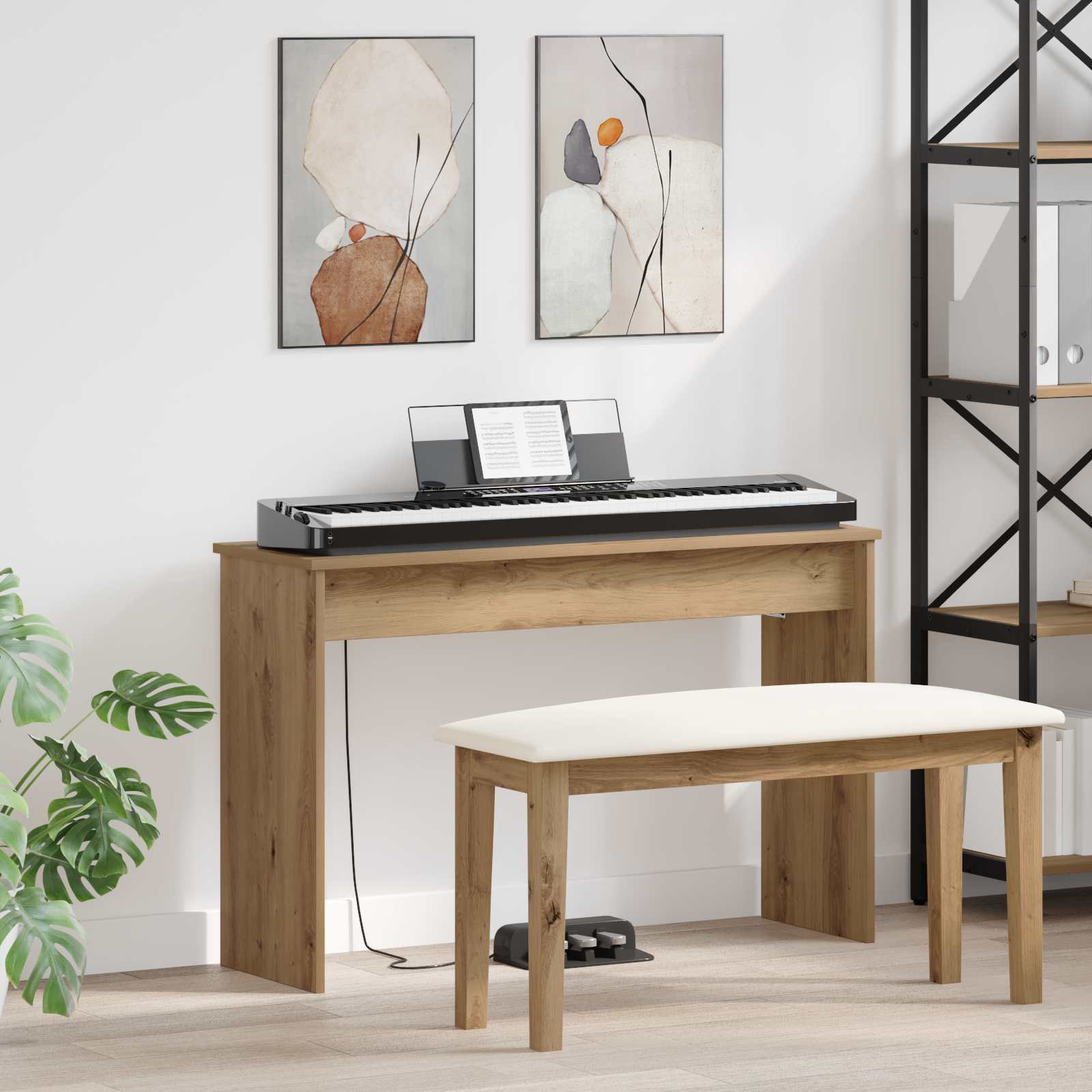 vidaXL Keyboard Stand Artisan Oak 100 x 32 x 64 cm Engineered Wood 1