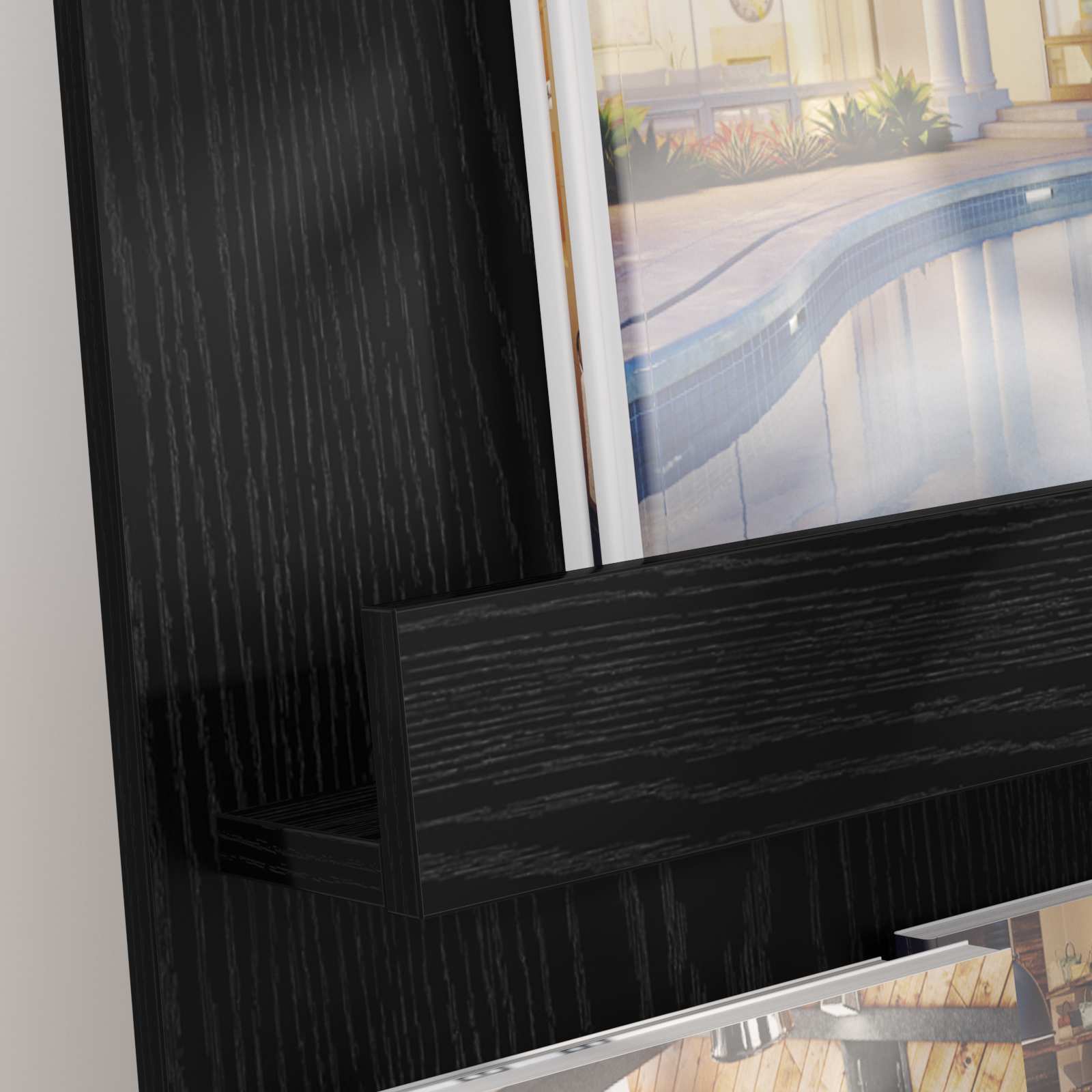 vidaXL Magazine Rack Black Oak 43 x 11 x 102 cm Engineered Wood 4