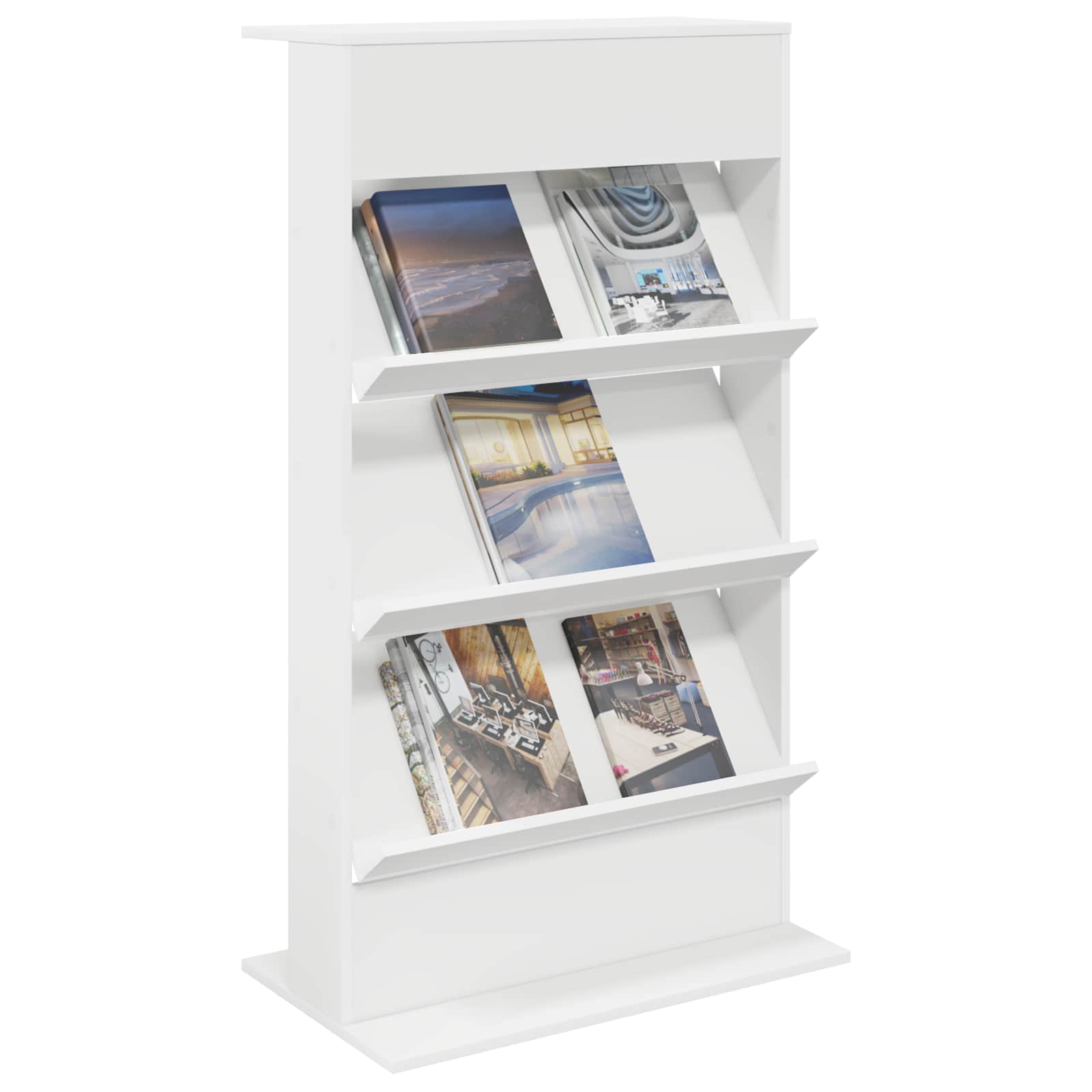 vidaXL Magazine Rack White 70 x 41 x 126 cm Engineered Wood 3
