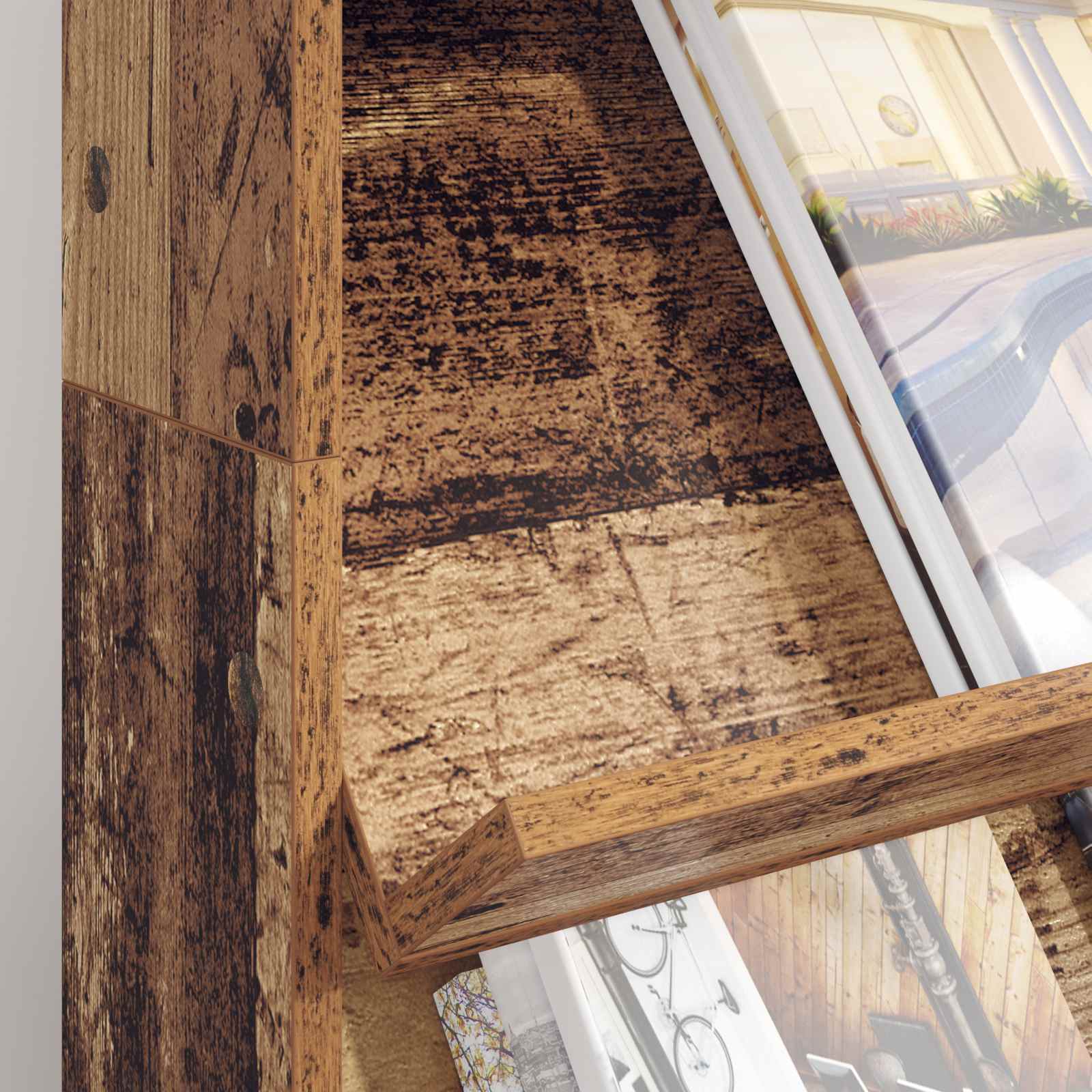 vidaXL Magazine Rack Old Wood 70 x 41 x 126 cm Engineered Wood 4