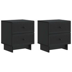 vidaXL Bedside Cabinet 2 pcs Black 43 x 34.5 x 47.5 cm Engineered Wood 2