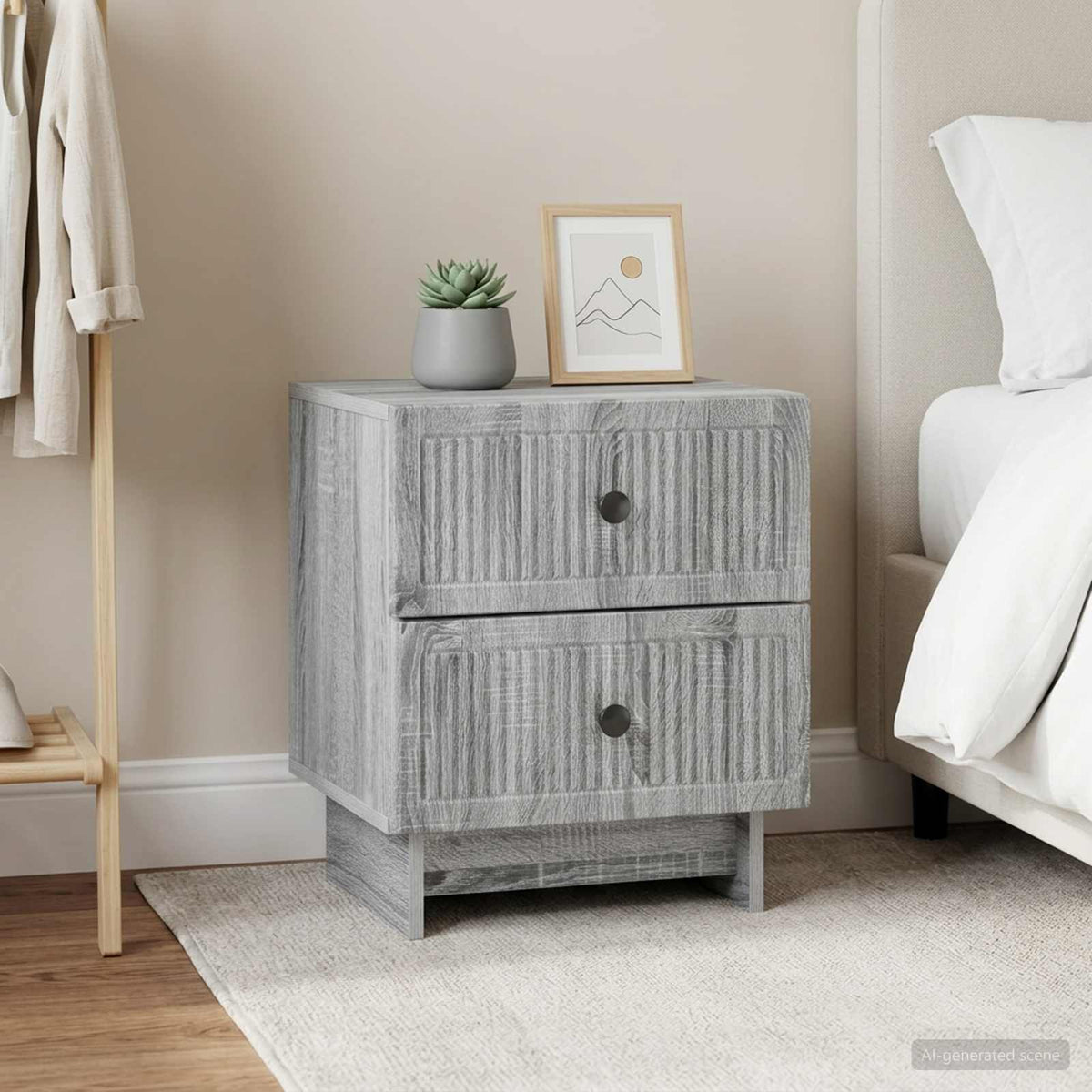 vidaXL Bedside Cabinet 2 pcs Grey Sonoma 43 x 34.5 x 47.5 cm 4