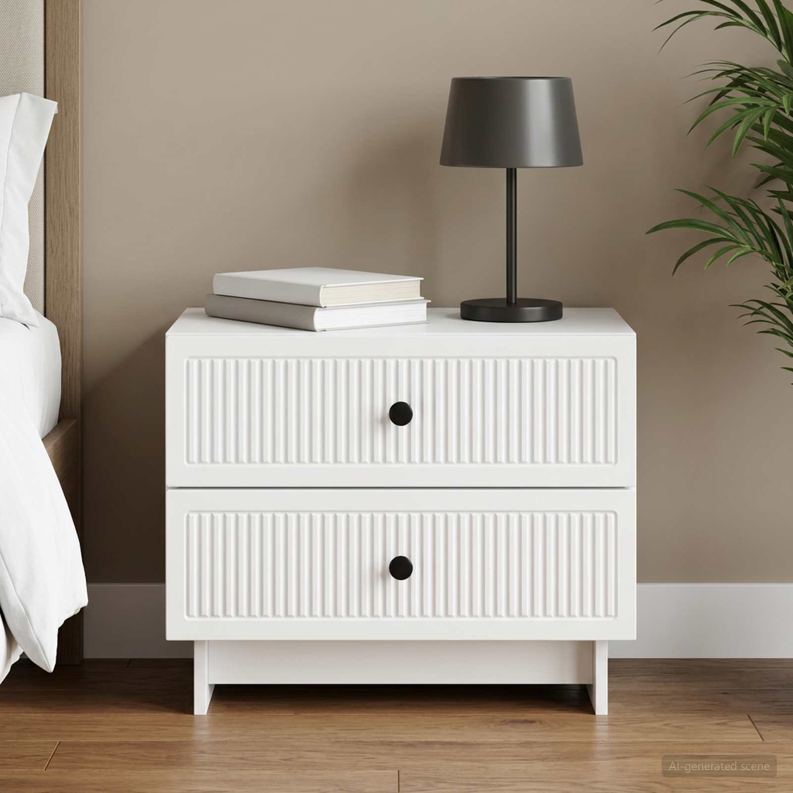 vidaXL Bedside Cabinet White 62 x 34.5 x 47.5 cm Engineered Wood 1