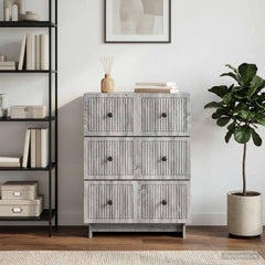 vidaXL Drawer Cabinet 66 x 34.5 x 90 cm Engineered Wood Grey Sonoma 4