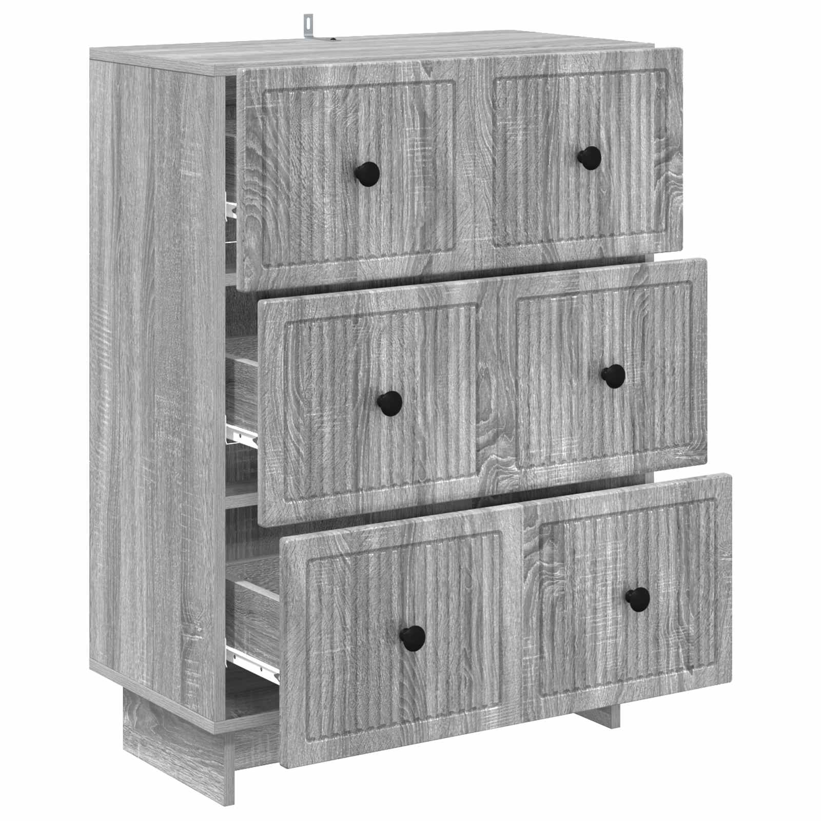 vidaXL Drawer Cabinet 66 x 34.5 x 90 cm Engineered Wood Grey Sonoma 5