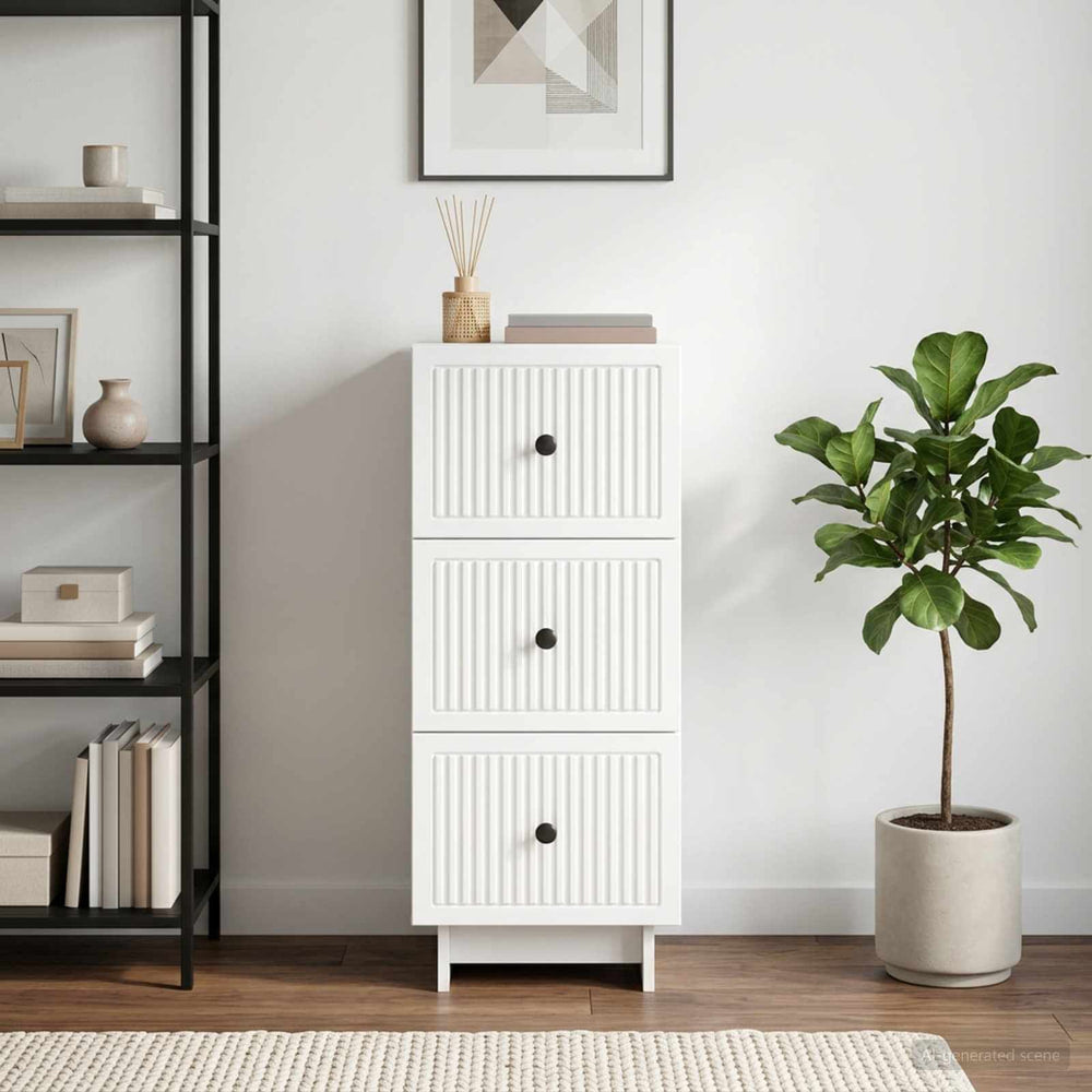 Drawer Cabinet White Engineered Wood