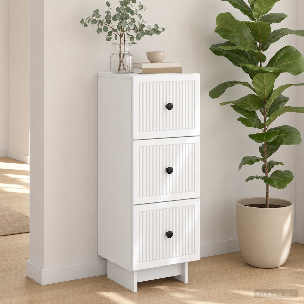 Drawer Cabinet White Engineered Wood, image 4