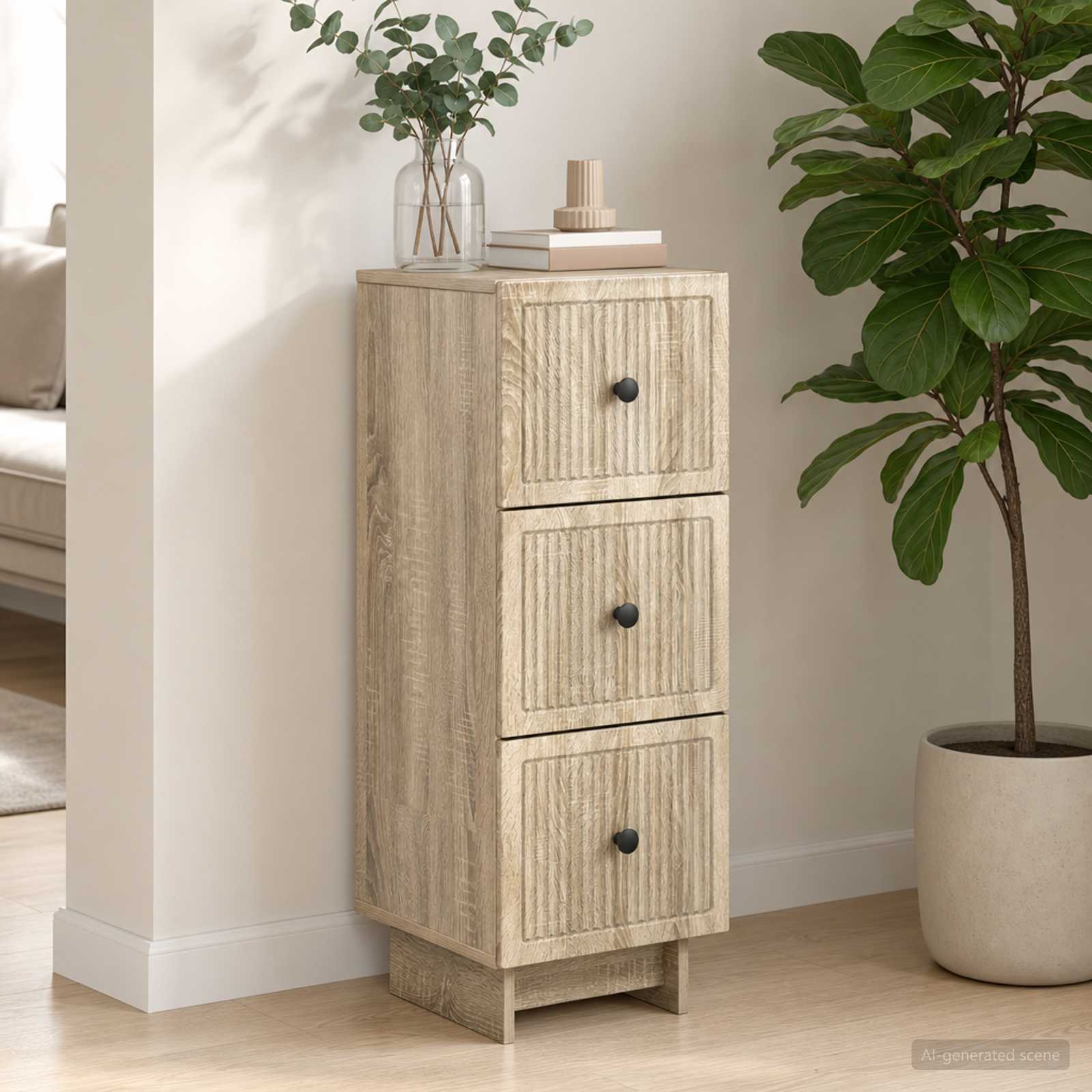 vidaXL Drawer Cabinet Sonoma Oak 33 x 34.5 x 90 cm Engineered Wood 1