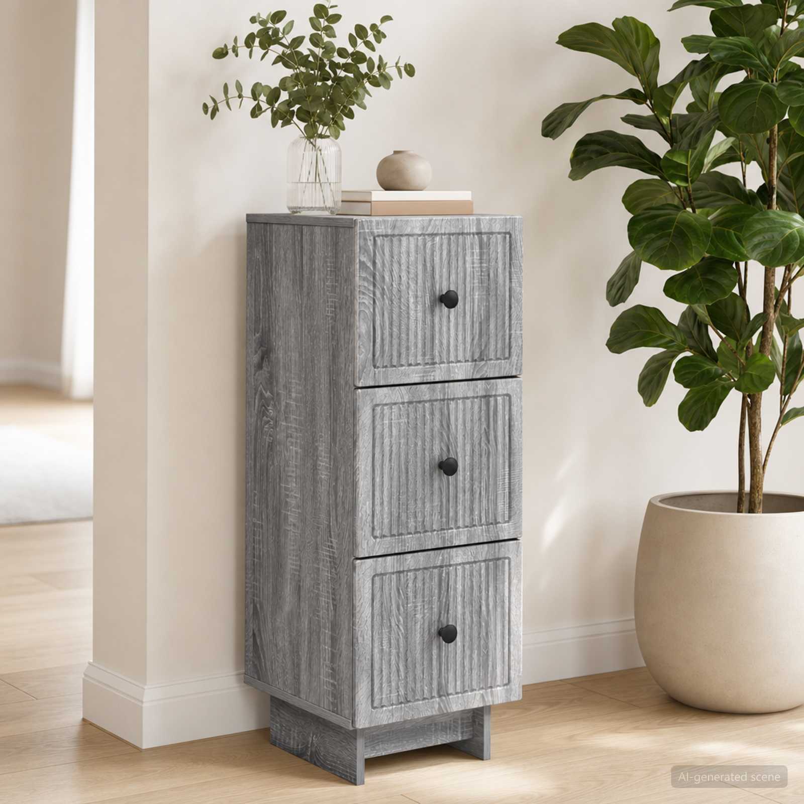 vidaXL Drawer Cabinet Grey Sonoma 33 x 34.5 x 90 cm Engineered Wood 1