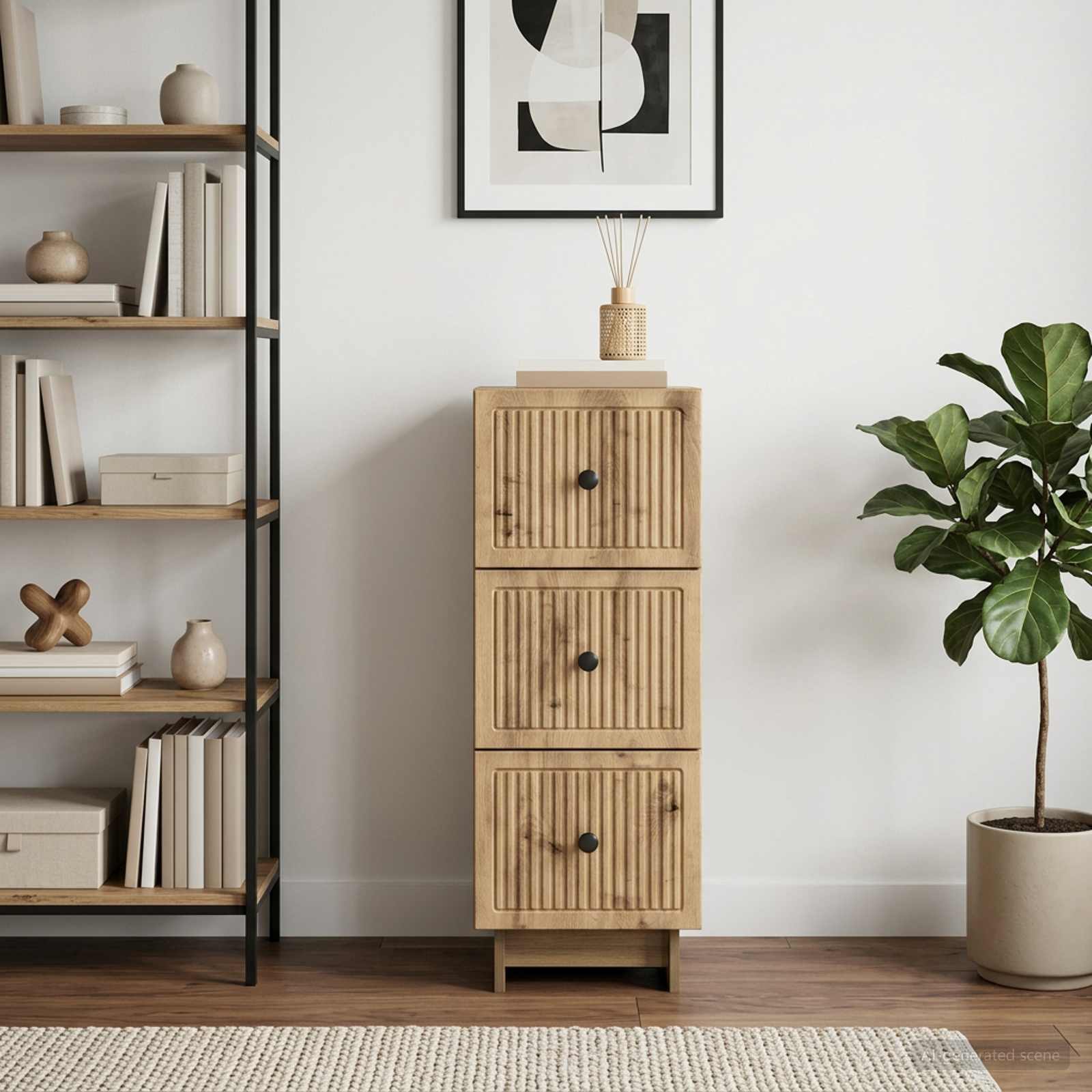 vidaXL Drawer Cabinet 33 x 34.5 x 90 cm Engineered Wood Artisan Oak 4