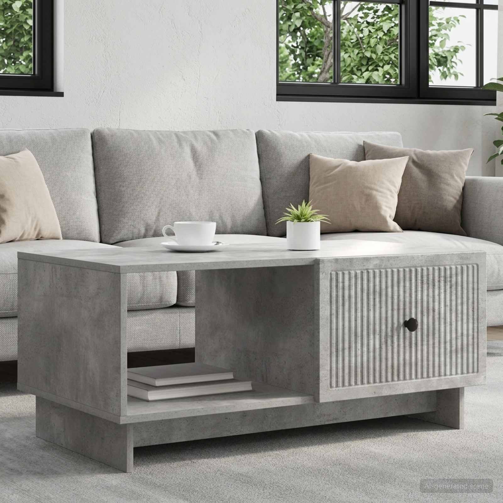 vidaXL Coffee Table Concrete Grey 90 x 50 x 40 cm Engineered Wood 1