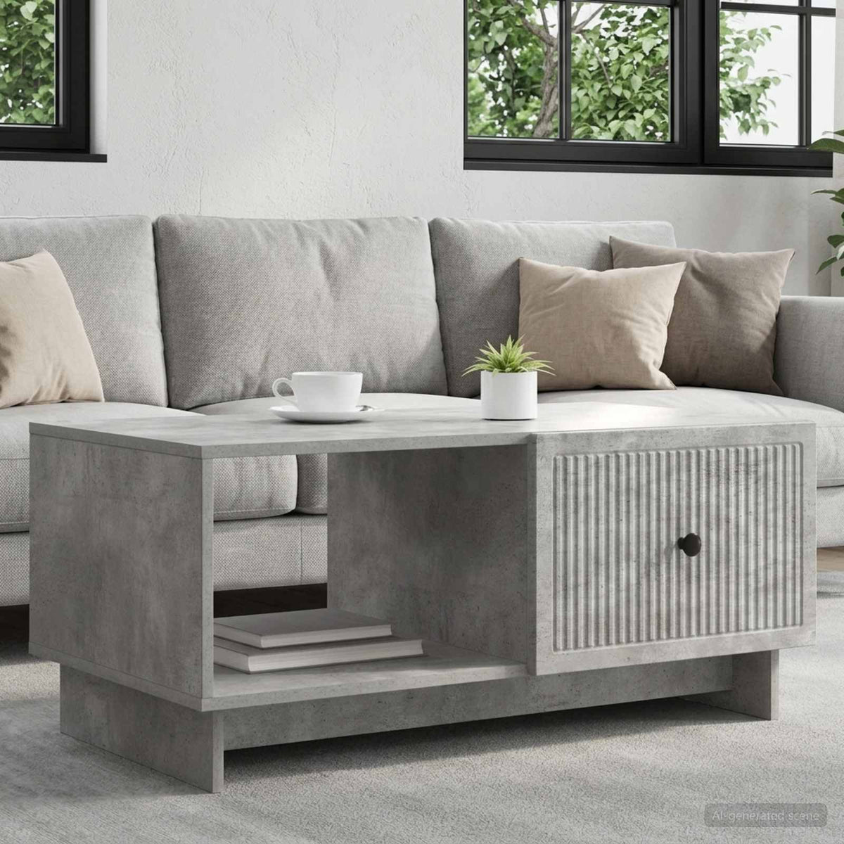 Coffee Table 90 x 50 x 40 cm Engineered Wood Concrete grey