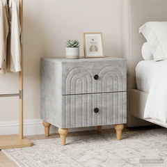 vidaXL Bedside Cabinet 2 pcs Concrete Grey 43 x 34.5 x 48 cm 4