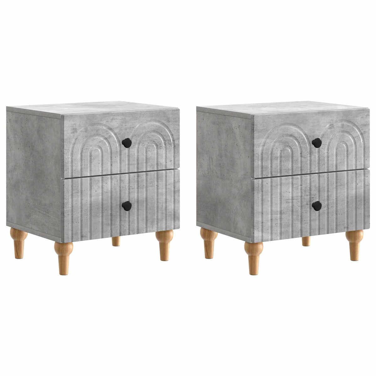 vidaXL Bedside Cabinet 2 pcs Concrete Grey 43 x 34.5 x 48 cm 2