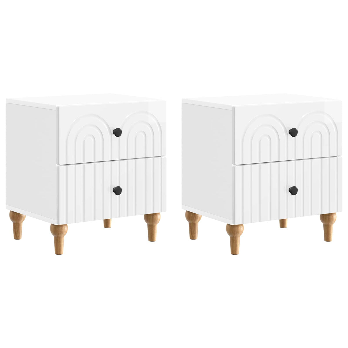 vidaXL Bedside Cabinet 2 pcs High Gloss White 43 x 34.5 x 48 cm 2
