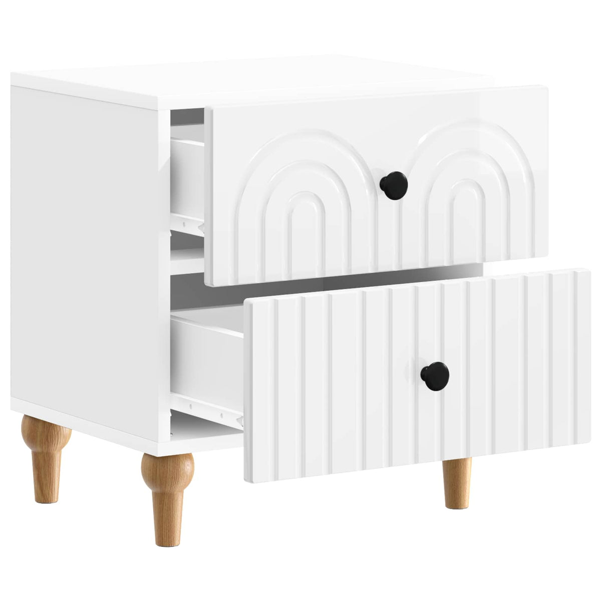 vidaXL Bedside Cabinet 2 pcs High Gloss White 43 x 34.5 x 48 cm 6
