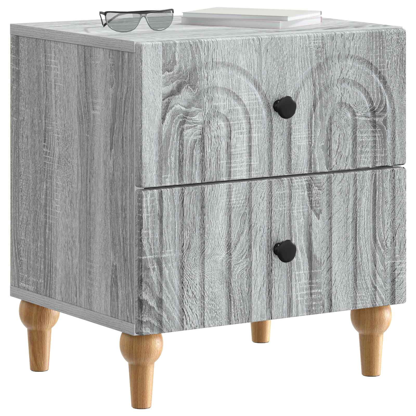 vidaXL Bedside Cabinet Grey Sonoma 43 x 34.5 x 48 cm Engineered Wood 3