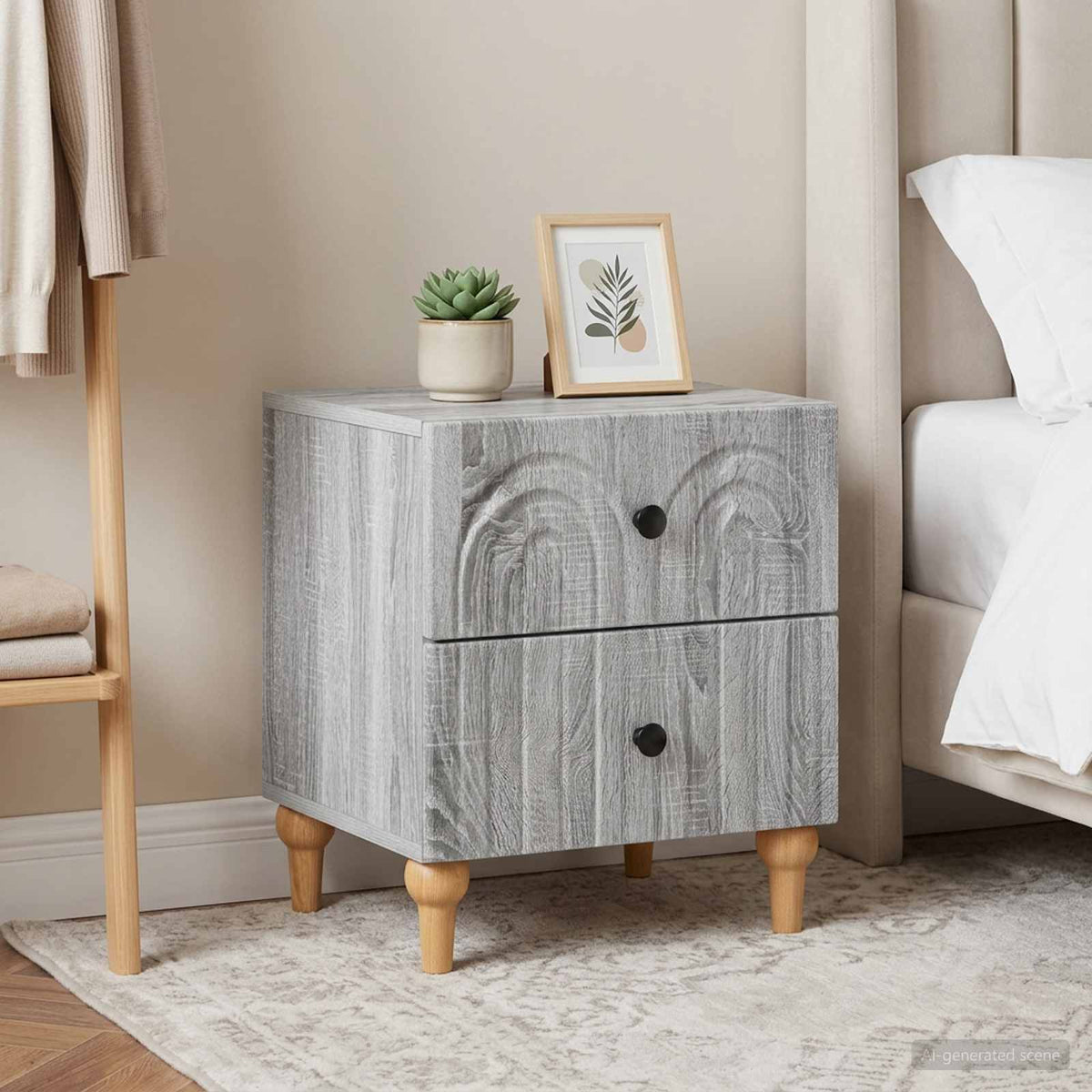 vidaXL Bedside Cabinet 2 pcs Grey Sonoma 43 x 34.5 x 48 cm 1