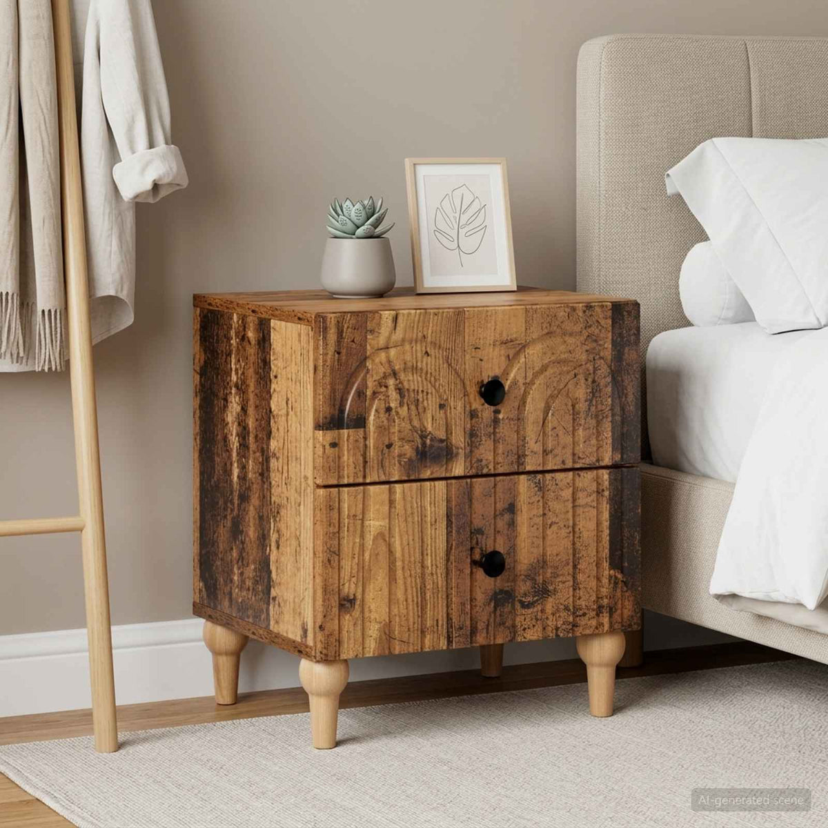 vidaXL Bedside Cabinet 2 pcs Old Wood 43 x 34.5 x 48 cm 1