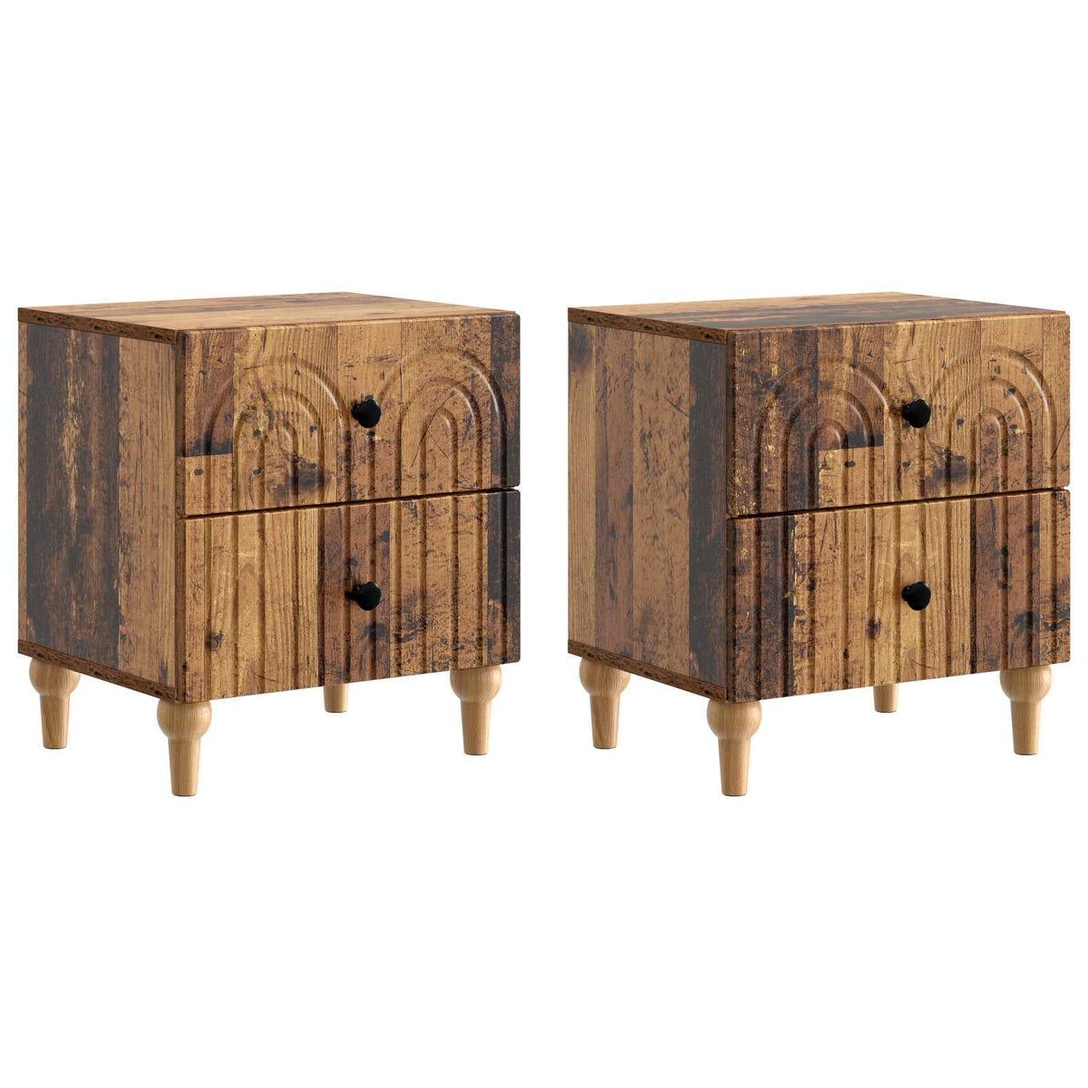 vidaXL Bedside Cabinet 2 pcs Old Wood 43 x 34.5 x 48 cm 2