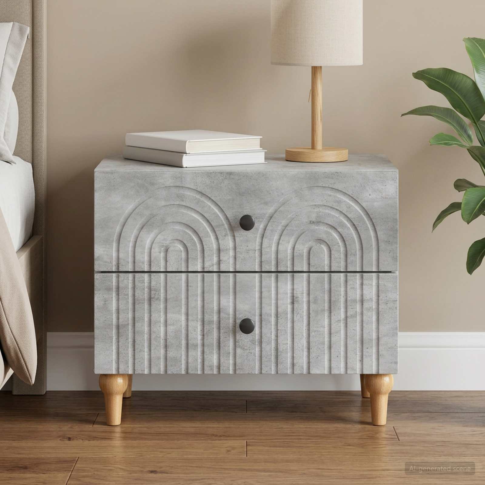 vidaXL Bedside Cabinet Concrete Grey 62 x 34.5 x 48 cm Engineered Wood 1