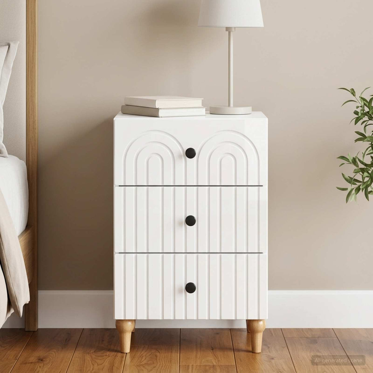 vidaXL Bedside Cabinet with Drawer High Gloss White 43x 41 x 66.5 cm 1