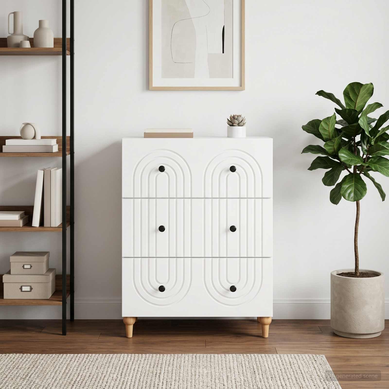 vidaXL Drawer Cabinet White 66 x 34.5 x 90 cm Engineered Wood 4