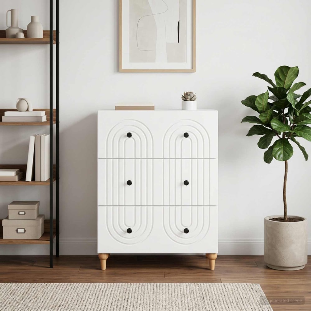 Drawer Cabinet White Engineered Wood, image 4