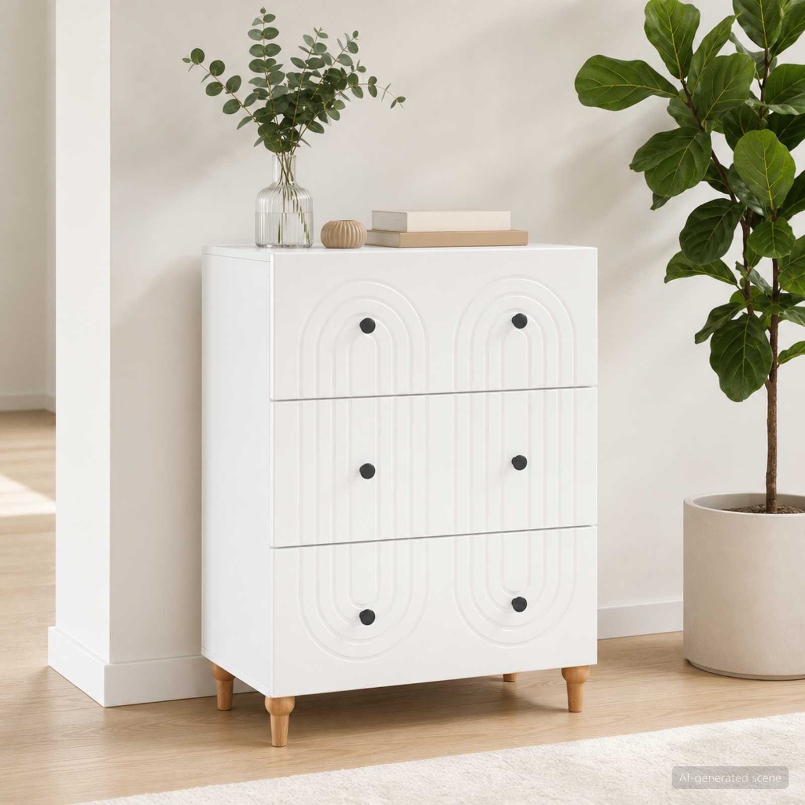 vidaXL Drawer Cabinet White 66 x 34.5 x 90 cm Engineered Wood 1