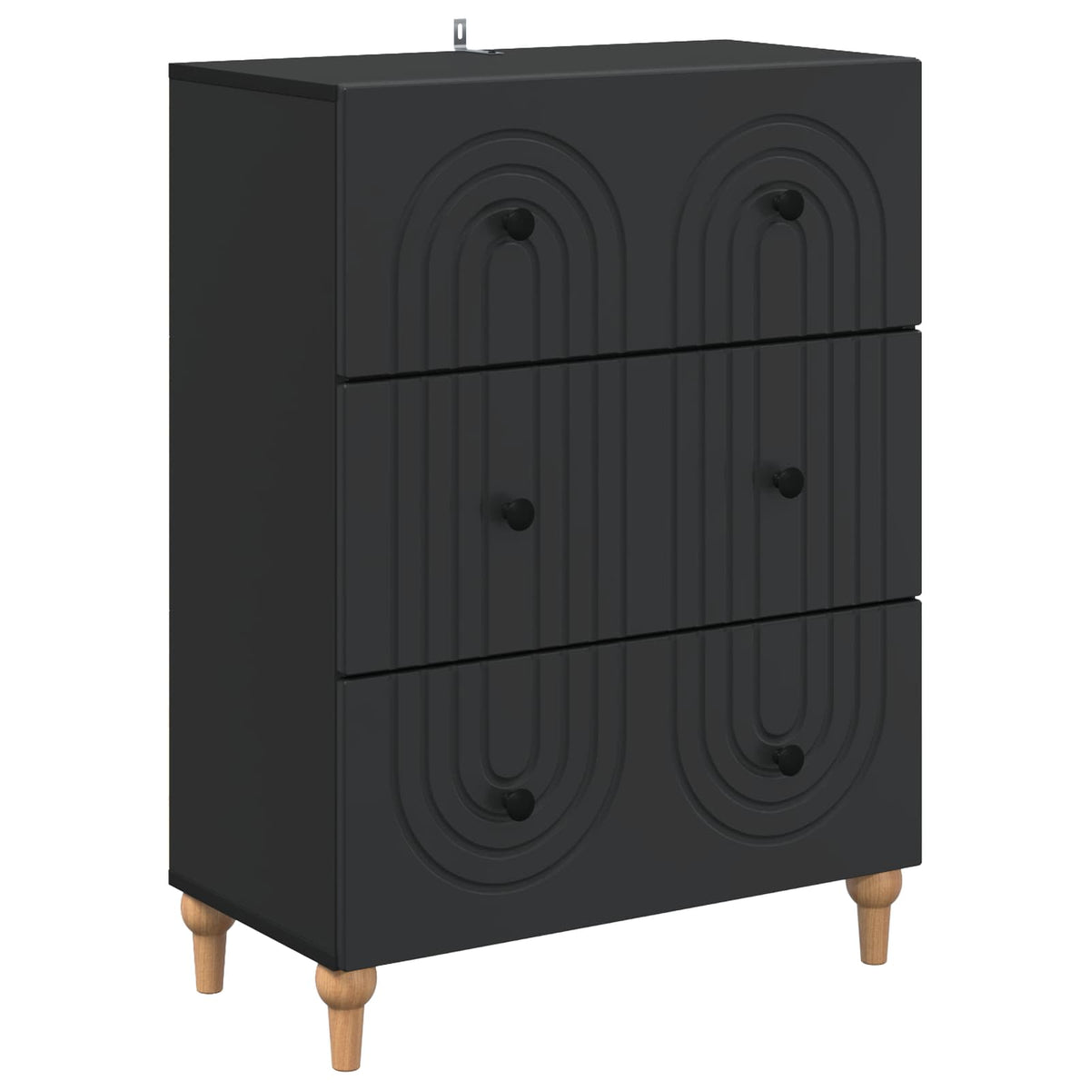 Drawer Cabinet Black Engineered Wood, image 2