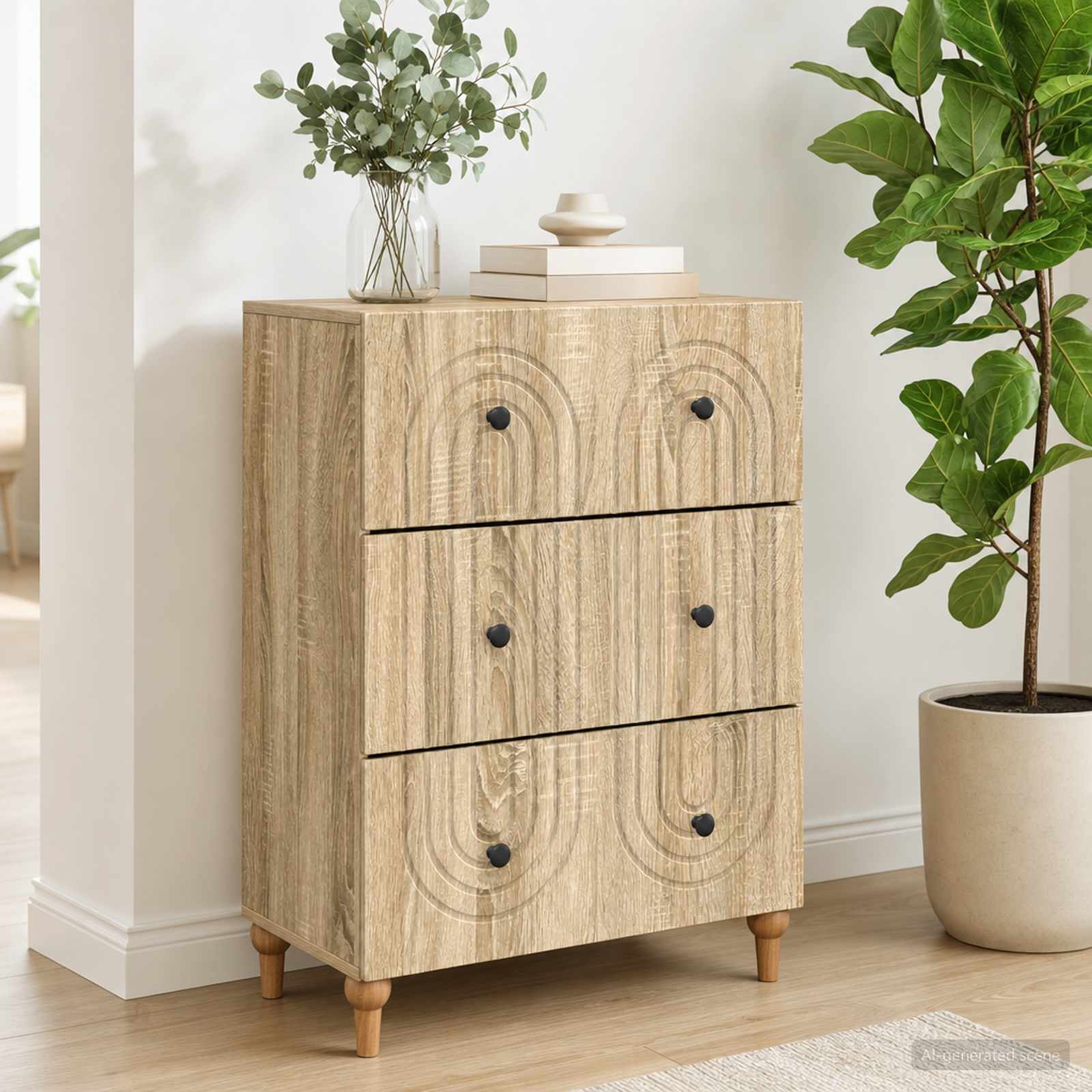 vidaXL Drawer Cabinet Sonoma Oak 66 x 34.5 x 90 cm Engineered Wood 4