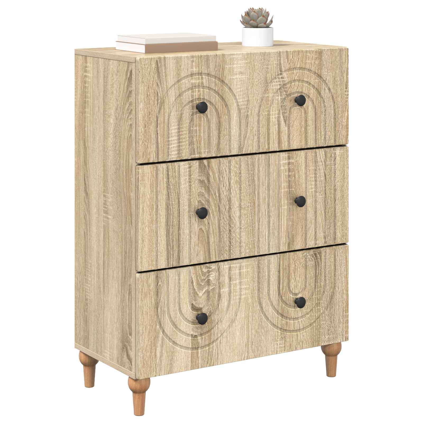 vidaXL Drawer Cabinet Sonoma Oak 66 x 34.5 x 90 cm Engineered Wood 3