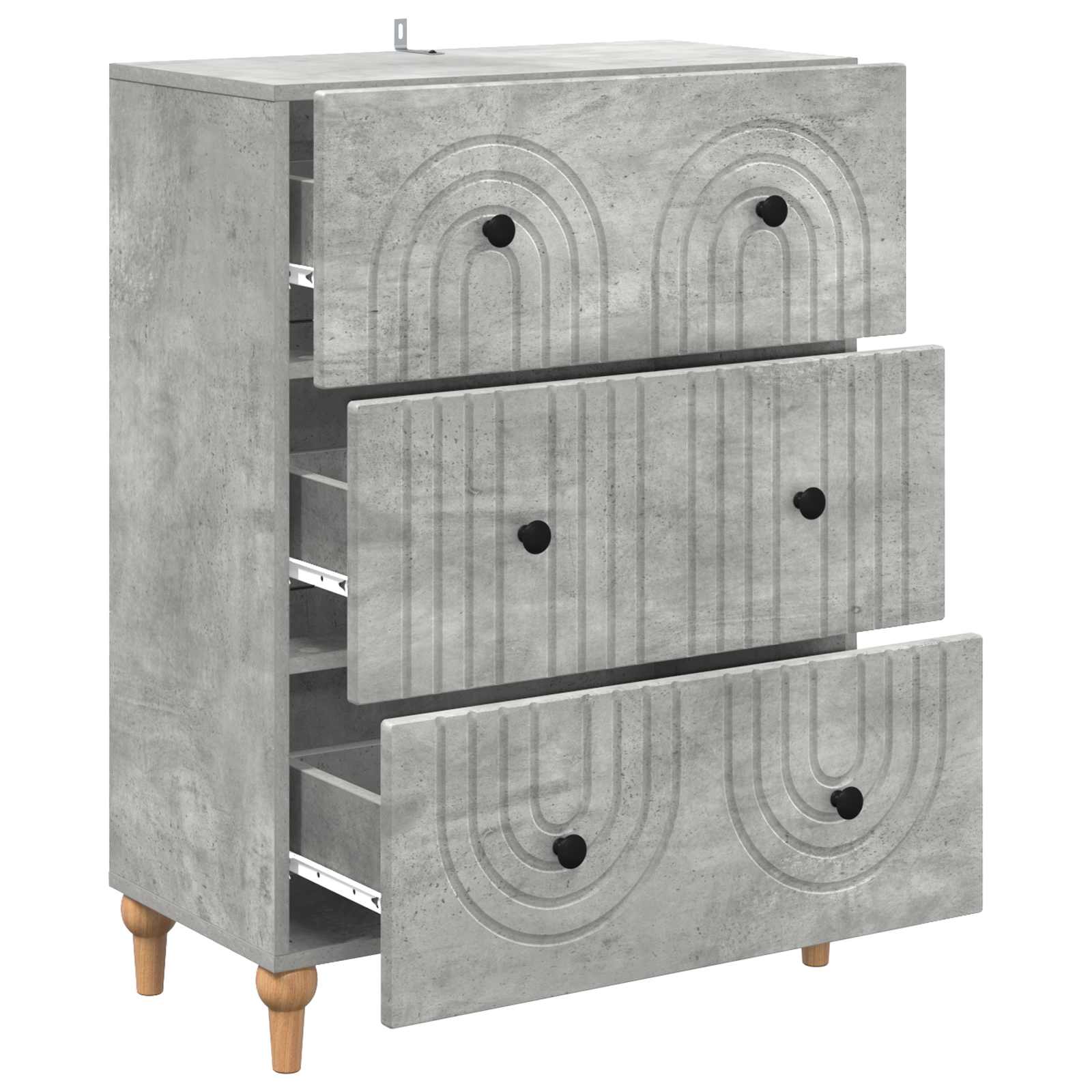 vidaXL Drawer Cabinet Concrete Grey 66 x 34.5 x 90 cm Engineered Wood 5