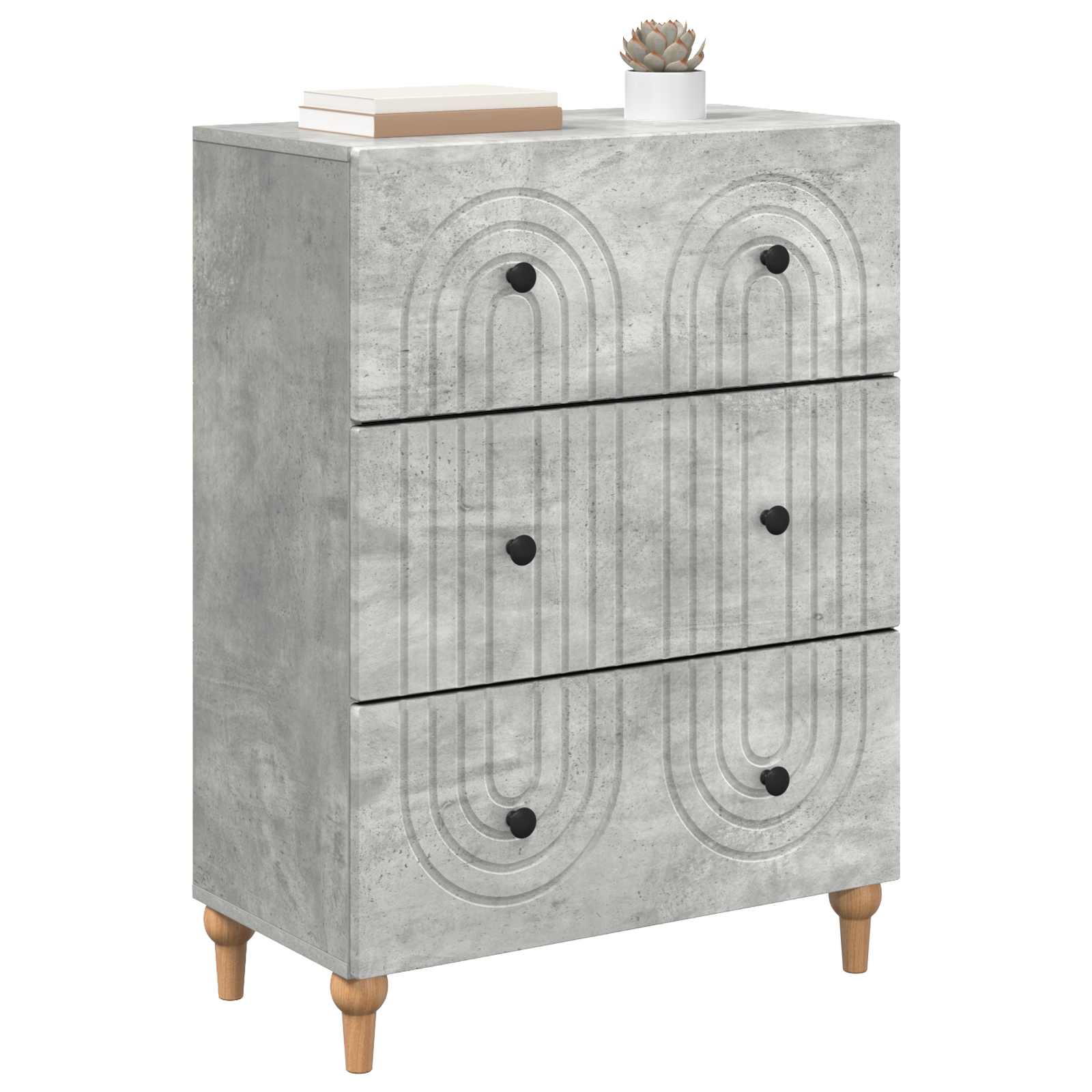 vidaXL Drawer Cabinet Concrete Grey 66 x 34.5 x 90 cm Engineered Wood 3