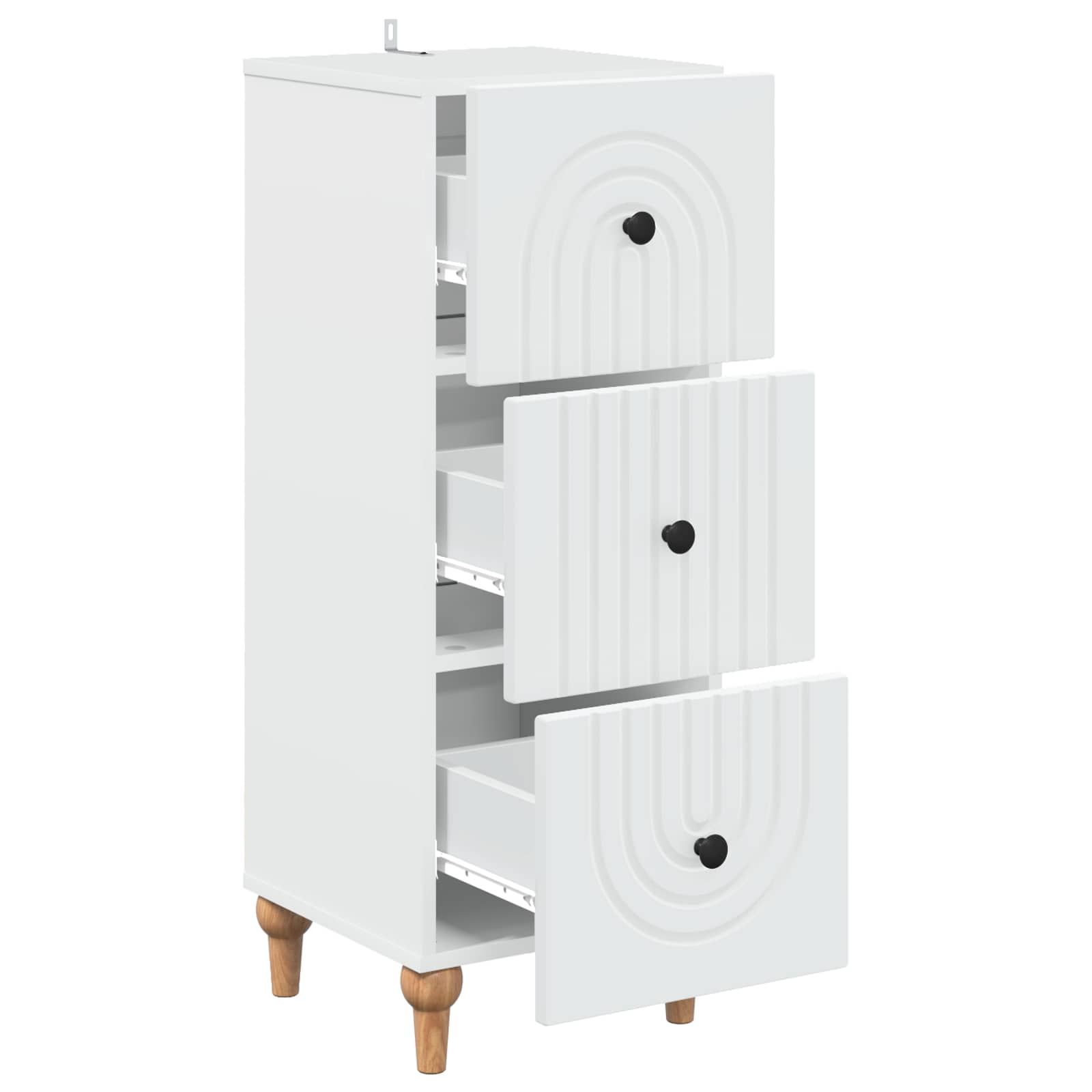 vidaXL Drawer Cabinet White 33 x 34.5 x 90 cm Engineered Wood 5