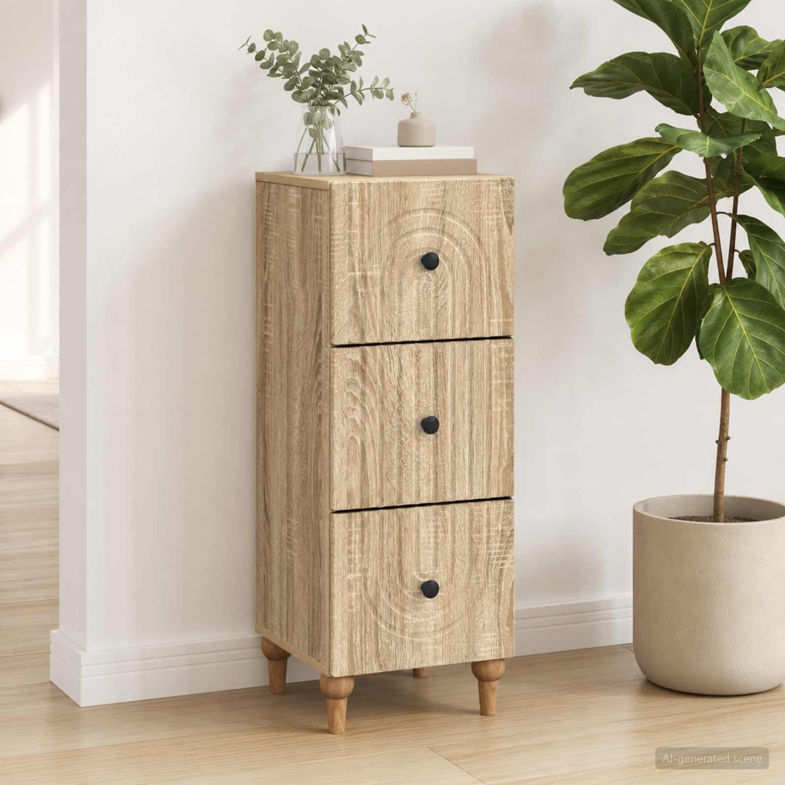 vidaXL Drawer Cabinet 33 x 34.5 x 90 cm Engineered Wood Sonoma Oak 4