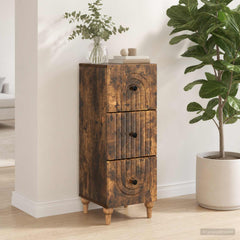 vidaXL Drawer Cabinet 33 x 34.5 x 90 cm Engineered Wood Smoked Oak 4