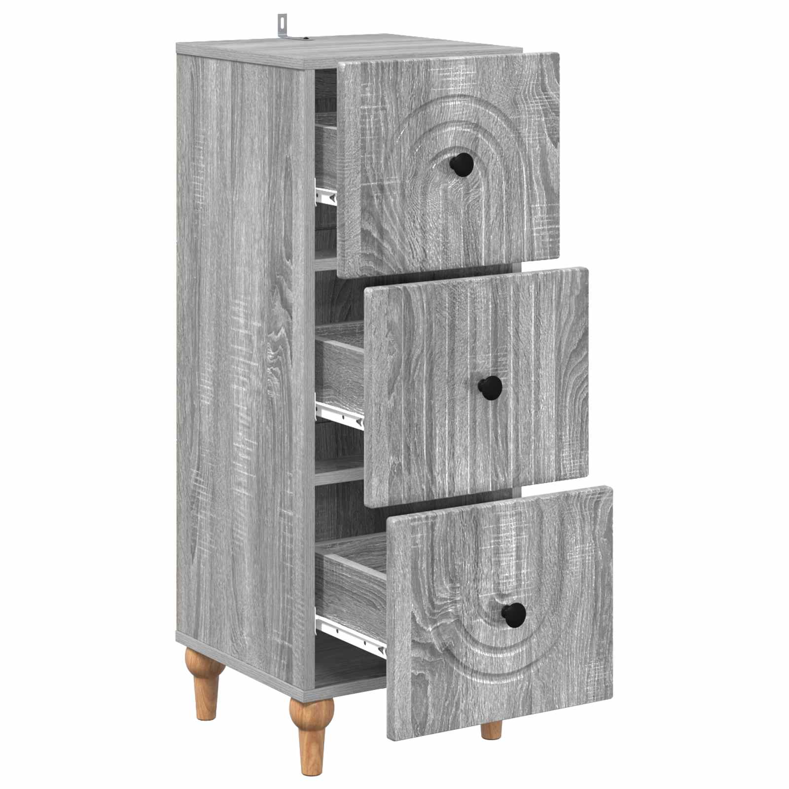 vidaXL Drawer Cabinet 33 x 34.5 x 90 cm Engineered Wood Grey Sonoma 6