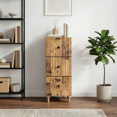 vidaXL Drawer Cabinet 33 x 34.5 x 90 cm Engineered Wood Old Wood 4