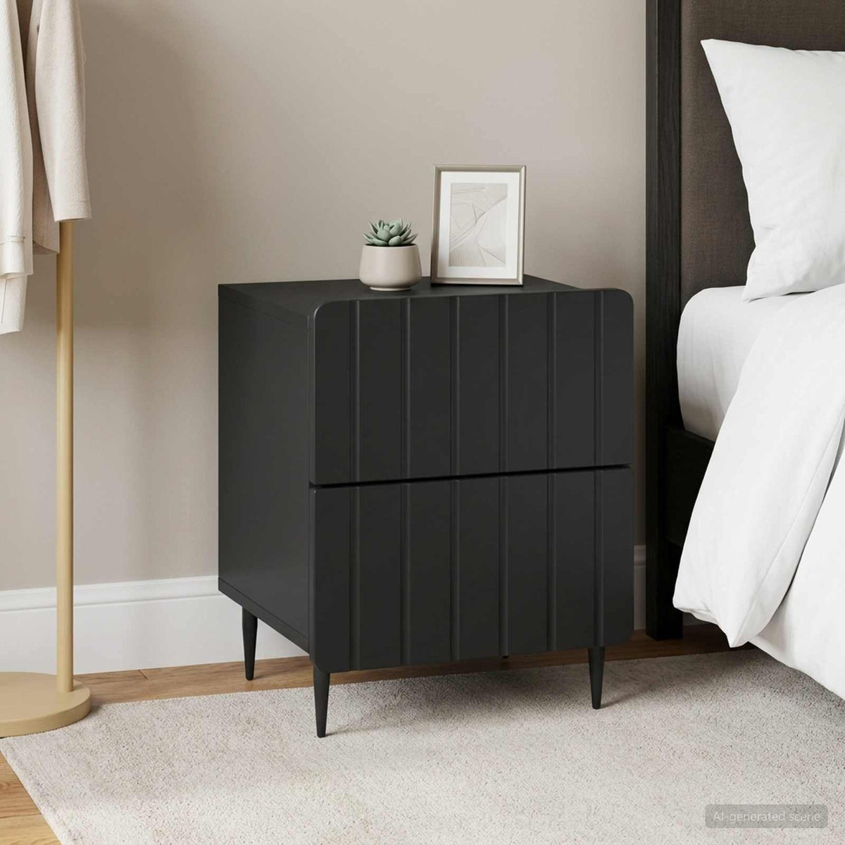 vidaXL Bedside Cabinet 2 pcs Black 43 x 34.5 x 49.5 cm Engineered Wood 1