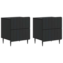 vidaXL Bedside Cabinet 2 pcs Black 43 x 34.5 x 49.5 cm Engineered Wood 2