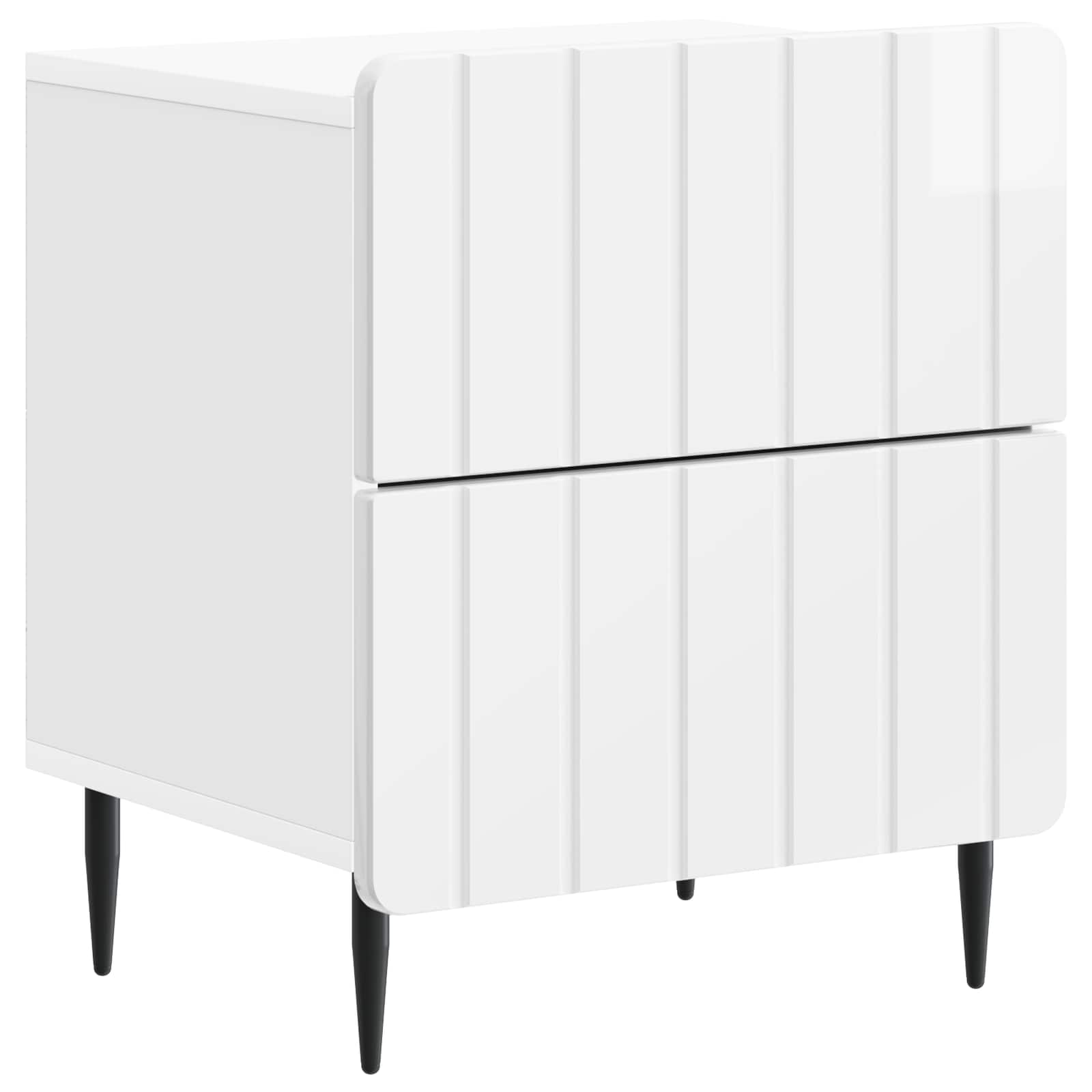 vidaXL Bedside Cabinet High Gloss White 43 x 34.5 x 49.5 cm 2
