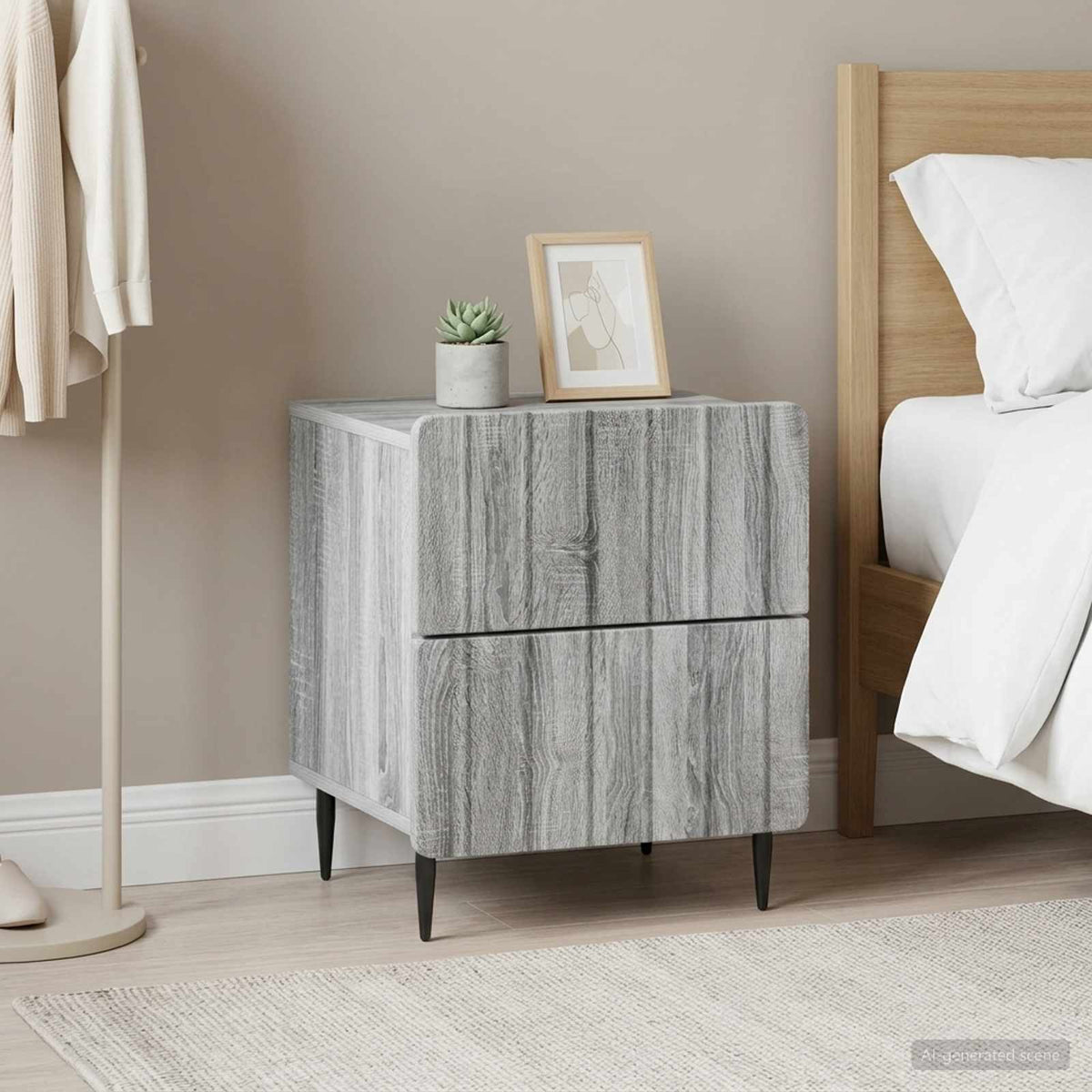 vidaXL Bedside Cabinet 2 pcs Grey Sonoma 43 x 34.5 x 49.5 cm 4