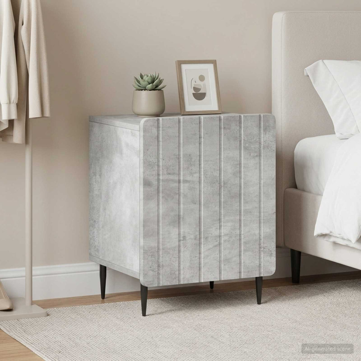 Bedside Cabinet 43 x 34.5 x 52 cm Engineered Wood Concrete grey 2