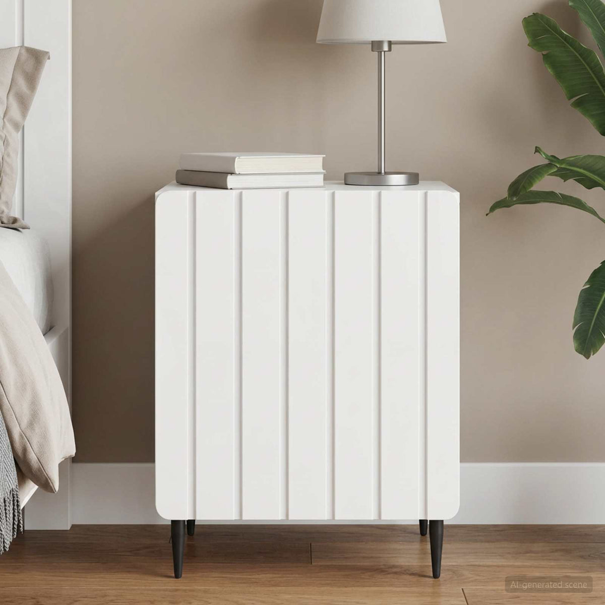 Bedside Cabinet 43 x 34.5 x 52 cm Engineered Wood High gloss white 1