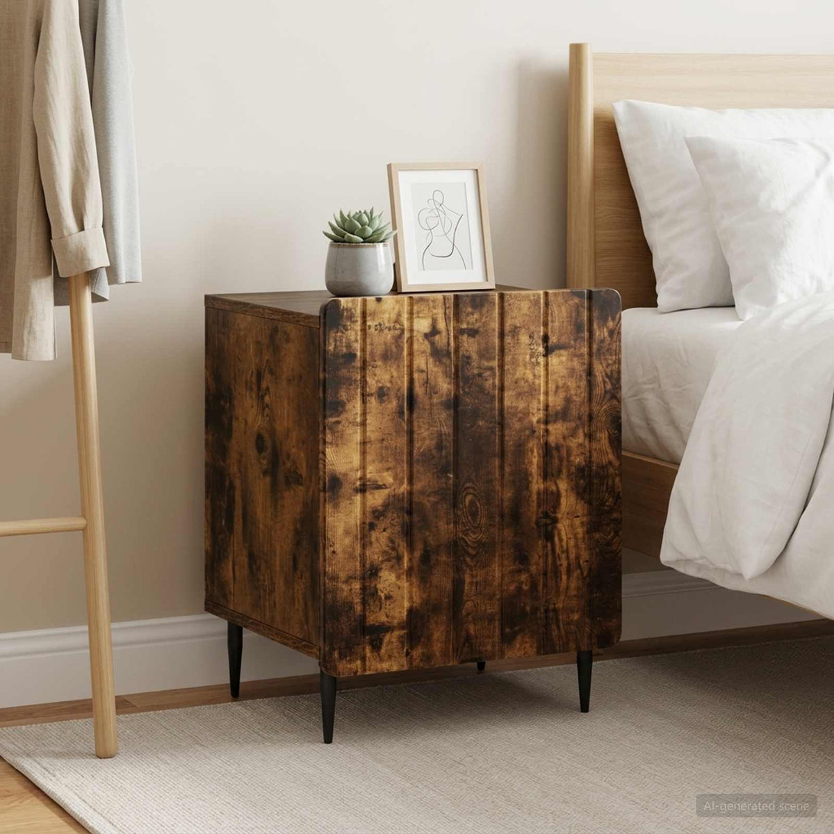 Bedside Cabinet 43 x 34.5 x 52 cm Engineered Wood Smoked oak 2