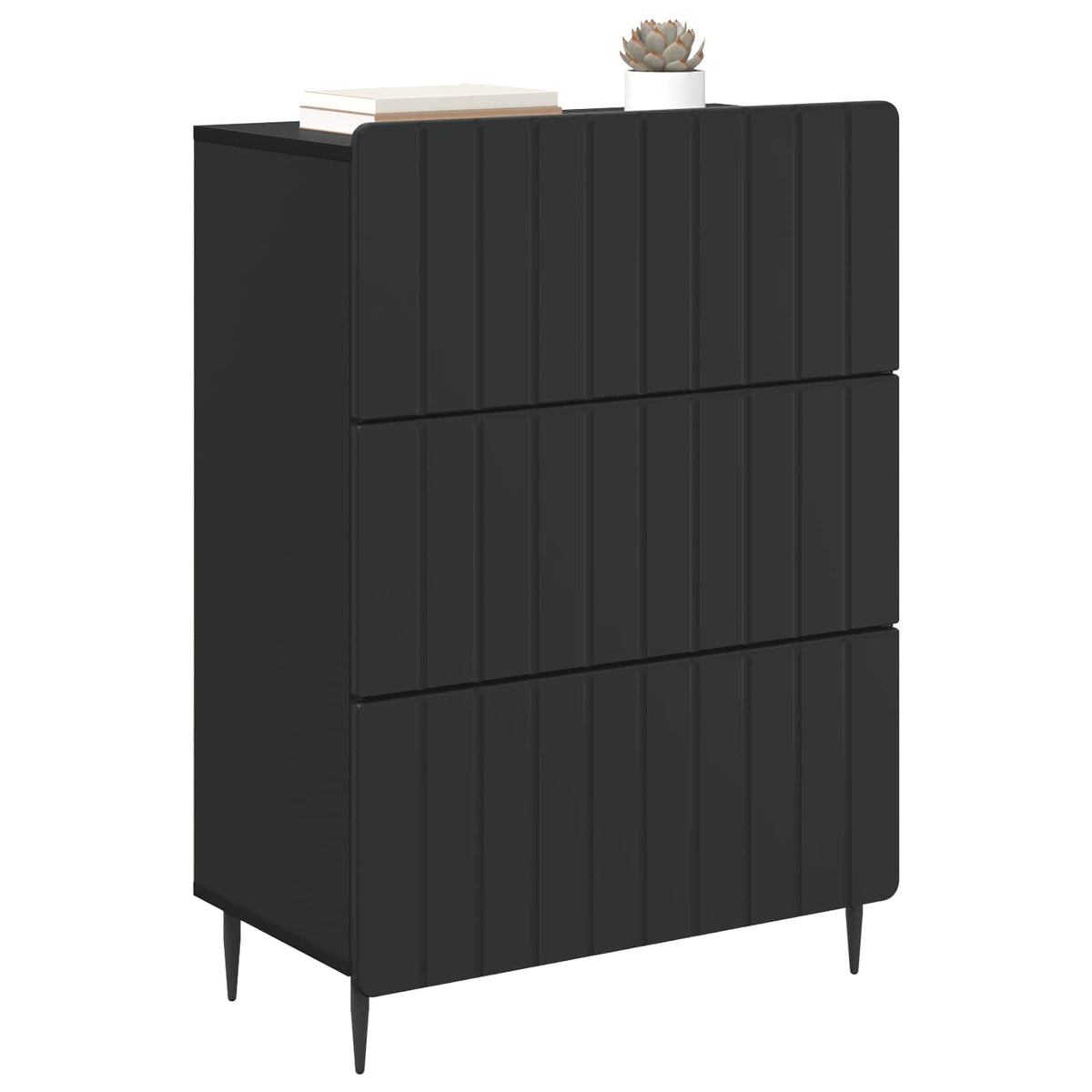 Drawer Cabinet Engineered Wood Black, image 3