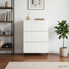 Drawer Cabinet 66 x 34.5 x 92 cm Engineered Wood High gloss white