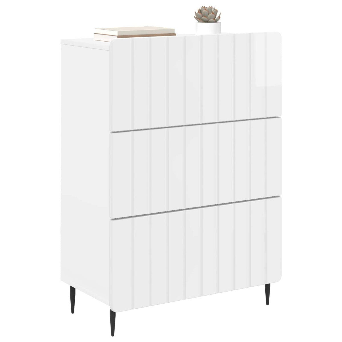 Drawer Cabinet 66 x 34.5 x 92 cm Engineered Wood High gloss white
